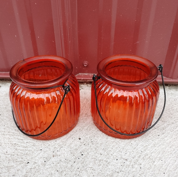 2 Orange Glass Jars - Picture 2 of 4